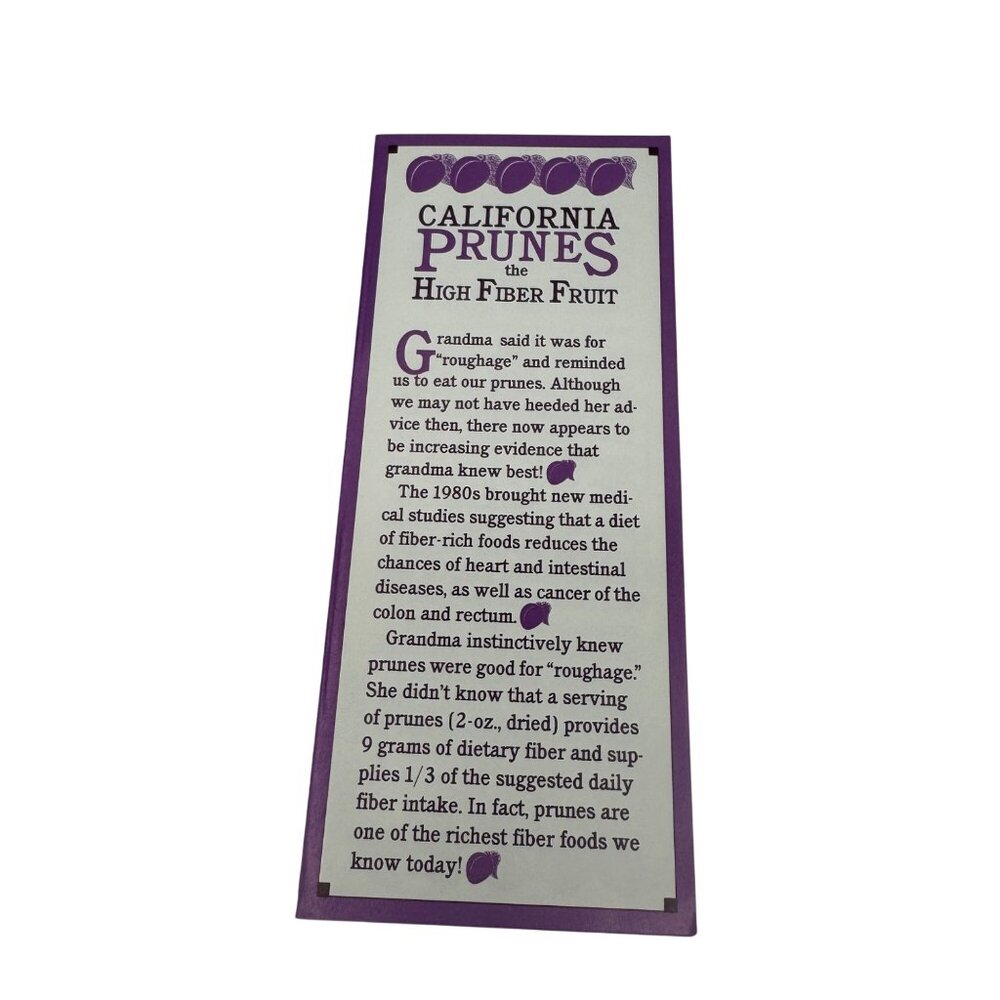 Vintage California Prunes High Fiber Fruit Advertisement Coupon